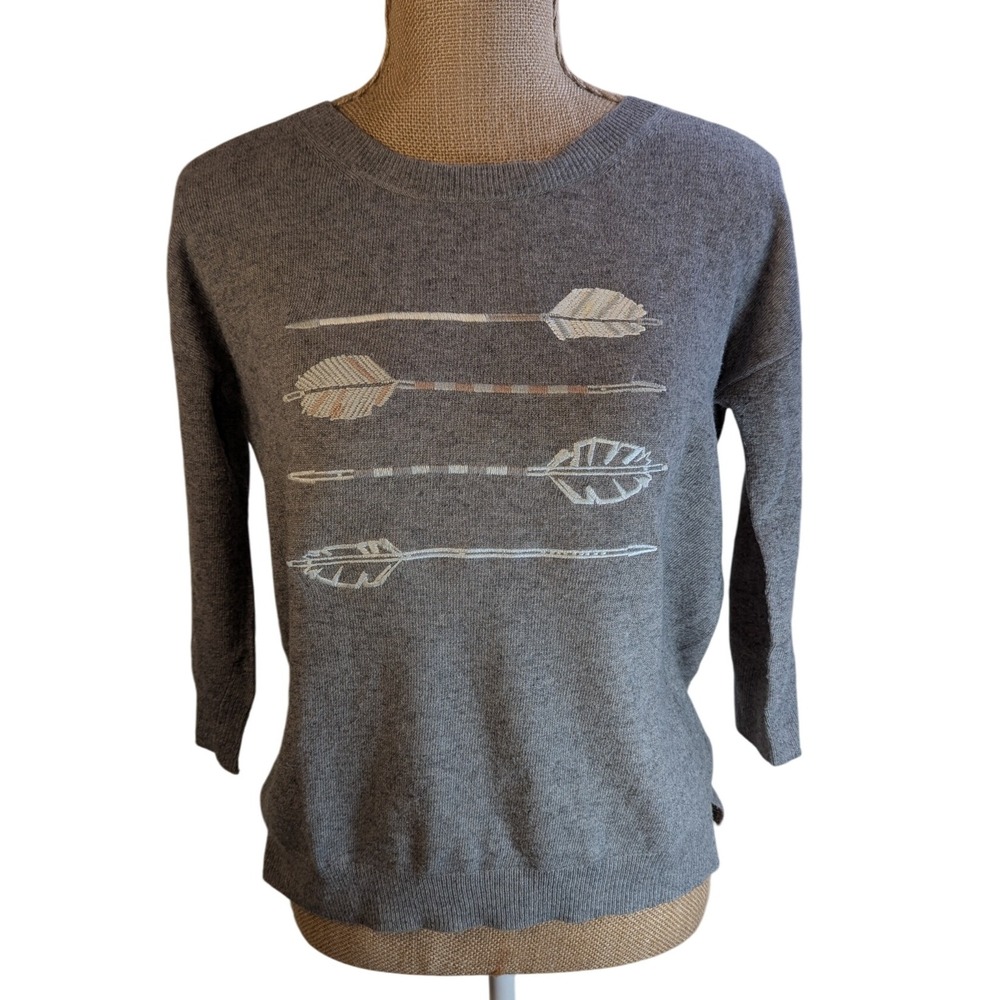 J. Crew Gray Embroidered Arrow Sweater Women's Size S Viscose/Wool/Rabbit Hair